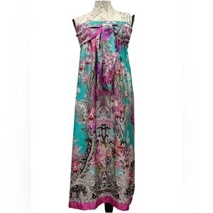 Blumarine Beachwear Dress Silk Paisley Floral Empress Waist Resort Wear